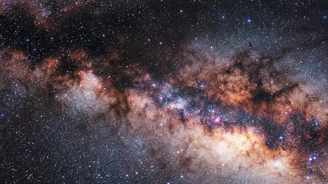 Panoramic Milky Way galaxy with billions of stars across deep space. Stunning astronomy background for science, education, universe concepts, wallpapers, presentations and cosmic visual projects.