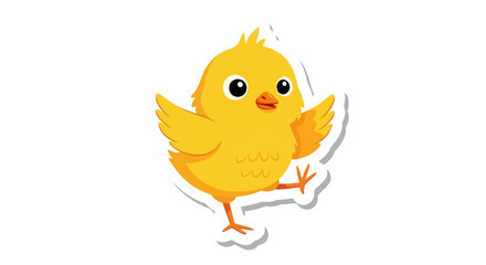 Cute Cartoon Chick Dancing and Waving Wings, Isolated on White Background © budi