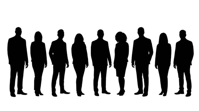 Silhouette group of people standing in a row