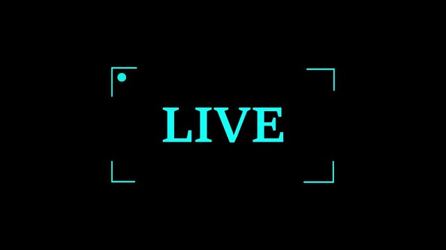 A live status message in camera viewfinder frame for live streaming broadcasting digital media and professional video recording technology projects.
