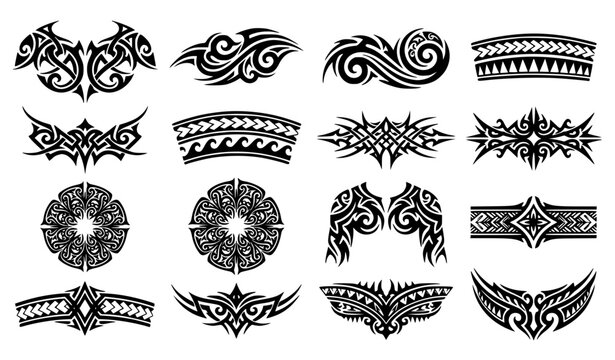 Tribal Tattoo Design Black Ornament Vector Collection