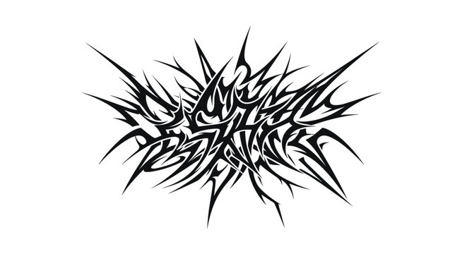 Neo-tribal spike abstract design, cyber Y2K aesthetic.eps