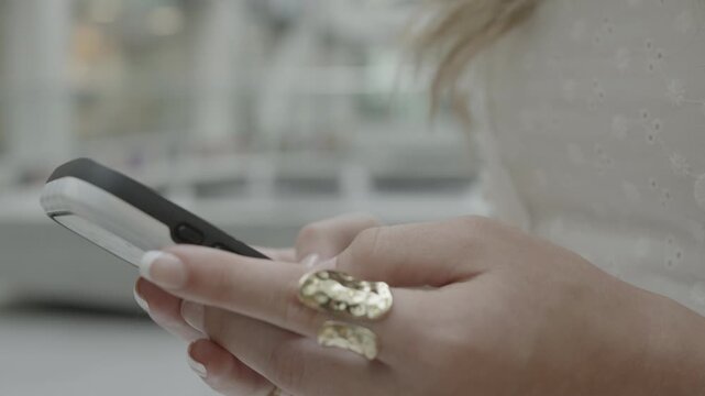 CU of a woman&Iacute;s hands on an iPhone testing, indoors, Provo, Utah