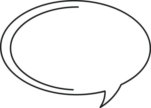 Minimalist black outline speech bubble vector graphic on white background