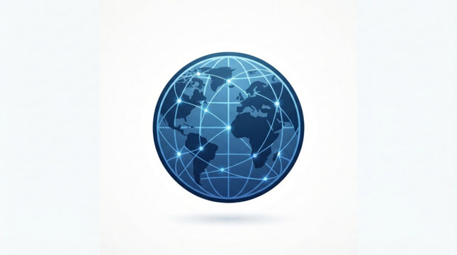 Global connections network on a blue globe with lines