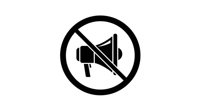 Prohibition symbol with megaphone icon vector
