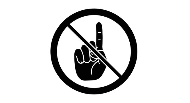 Prohibition symbol with pointing finger inside circle and slash