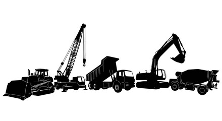 Heavy construction vehicles in a row © Sudha