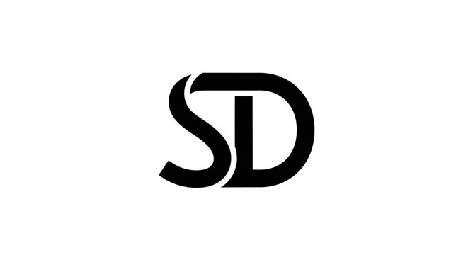 Stylized sd logo in black on white background