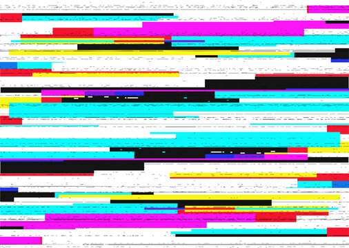 Glitch TV static noise VHS texture resembling analog TV interference.  Dynamic colorful glitch art background. Perfect for retro tech themes, or modern interface design abstract visual elements.