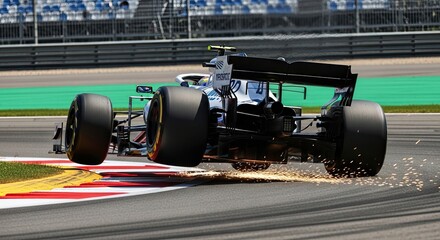 Obraz premium Racing car speeding on track circuit.