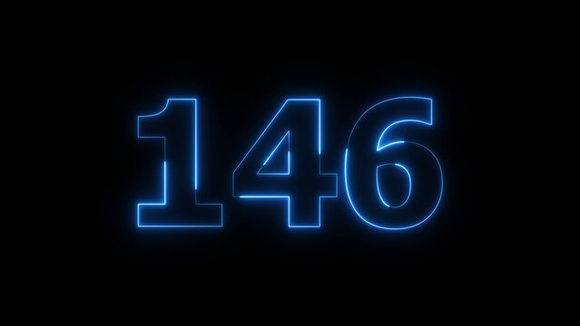 Abstract beautiful blue neon 146 number icon illustration background. Glowing neon countdown number concept background.