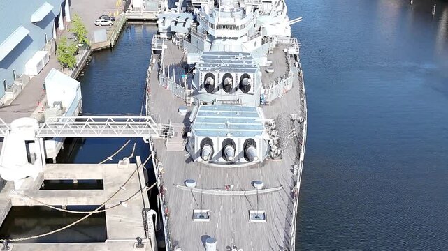 USS Wisconsin BB-64 Iowa Class Battleship Museum Ship on public Display in Norfolk Virginia