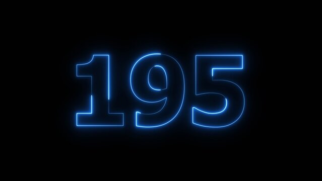 Abstract beautiful blue neon 195 number icon illustration background. Glowing neon countdown number concept background.