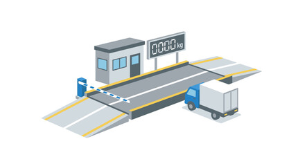 Fototapeta premium Truck Weigh Station with Digital Display and Barrier Gate