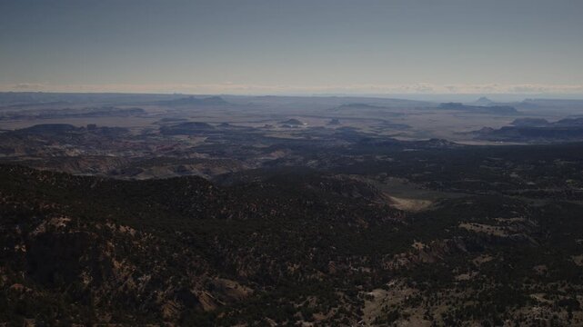 Aerial Flyover fishlake national forest and the Cathedral Valley, Utah