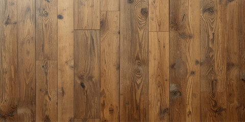 Fototapeta premium Rustic Brown Wooden Plank Wall Texture Background with Natural Oak Wood Grain Pattern and Weathered Hardwood Surface