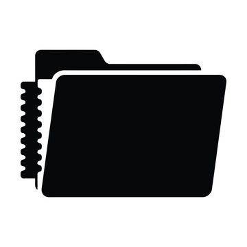 Professional black file folder icon with textured side tab for organizational software and document storage