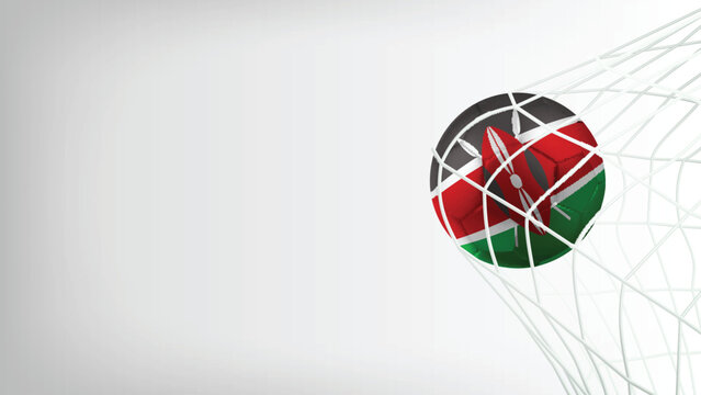 Goal Moment of Football Match with Flag of KENYA in Ball