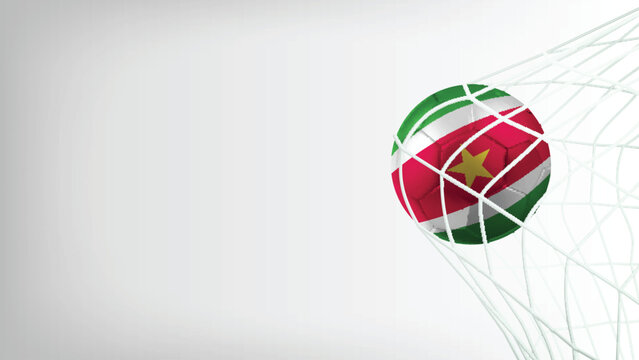 Goal Moment of Football Match with Flag of SURINAME in Ball