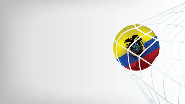 Goal Moment of Football Match with Flag of ECUADOR in Ball