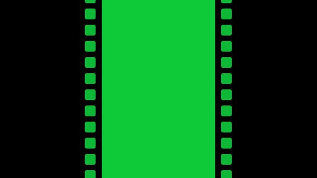 Retro Green Screen Film Strip Loop Animation with Vertical Frame Movement Overlay Element