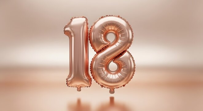 Rose gold '18' birthday balloons eighteenth birthday celebration