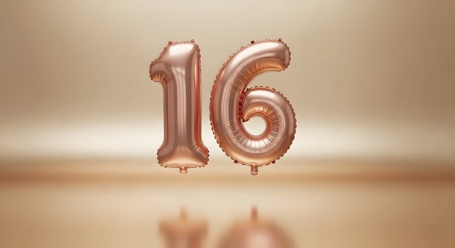 Rose gold '16' birthday balloons sweet sixteen celebration party
