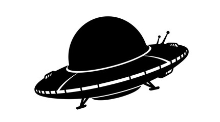 Ufo Silhouette Against A White Background Minimalist Spacecraft Design © MD