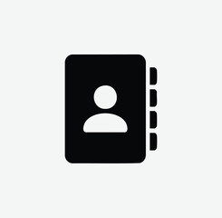 Address book contact icon for digital directories and records with directory notebook management information interface silhouette organizer communication database application customer © H