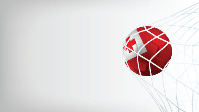 Goal Moment of Football Match with Flag of TONGA in Ball