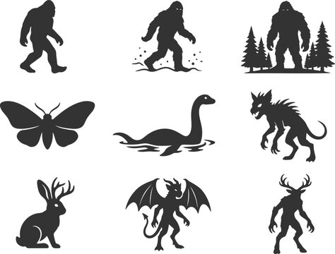 Cryptid and mythical creatures collection for mysterious folklore themes