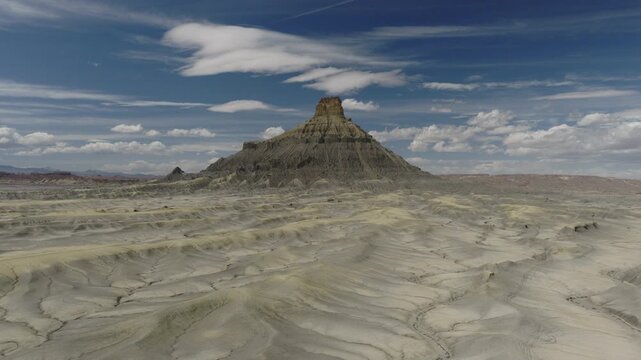 An Aerial Flyby of Factory Butte near Caineville, Utah