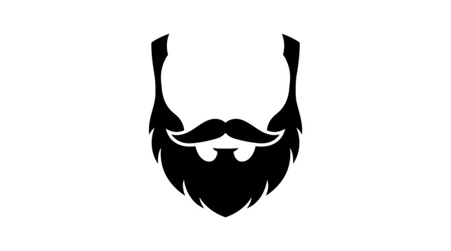 Black beard and mustache silhouette isolated on white background. Masculine grooming icon.