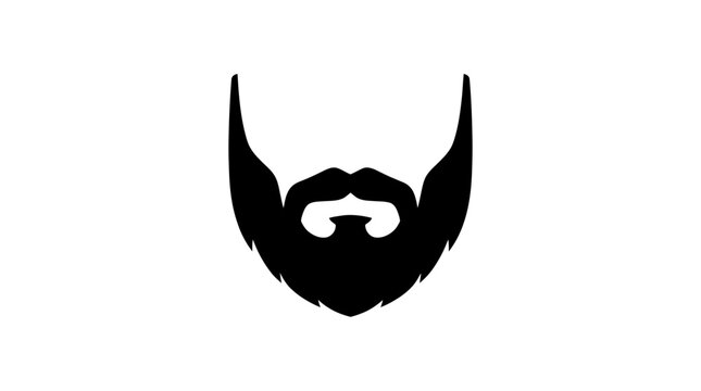 Black Beard and Mustache Silhouette Icon, Vector Graphic, Isolated on White Background
