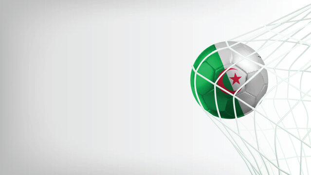 Goal Moment of Football Match with Flag of ALGERIA in Ball