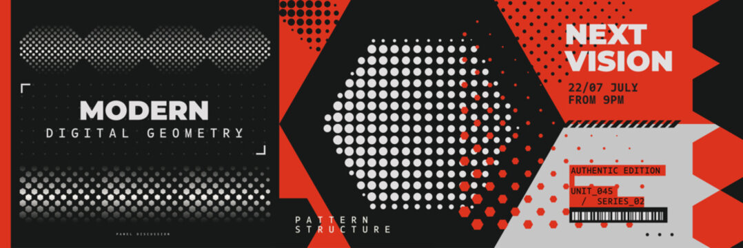 Hexagon soccer football for pattern background design and sport flyer honeycomb. Template duotone cover for concentric black abstract and graphic poster modern.