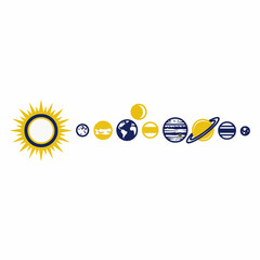 Illustrated Solar System Infographic With Sun And Planets Line Art © Tasnia