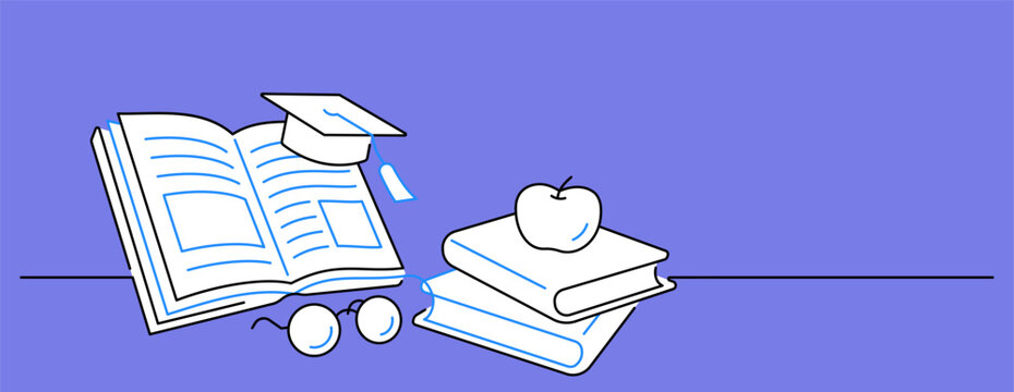 open book education and learning concept single line illustration