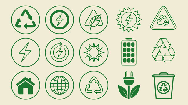 Eco friendly icons represent recycling and sustainable living concepts globally