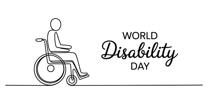Continuous line drawing Person in a wheelchair icon for world disability day