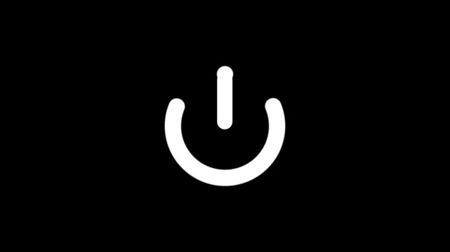 glowing neon green color power button animation icon screen turn on off close animated on black background. On Off technology icon 4k animated stock footage. 4k video.