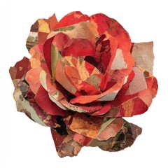 Fototapeta premium Vibrant collage rose illustration.