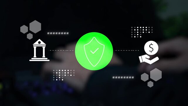 Secure financial transaction concept with digital payment protection interface, representing banking security, payment authorization, fraud prevention, online finance, digital trust, cybersecurity.