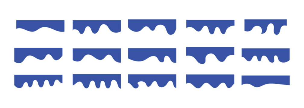Header shape background for website design. Vector blue border for banner. Abstract divider for bottom or frame of template and web page. Presentation wavy and curve separator.