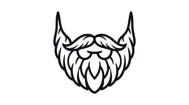 Minimalist Line Art of a Full Beard and Mustache
