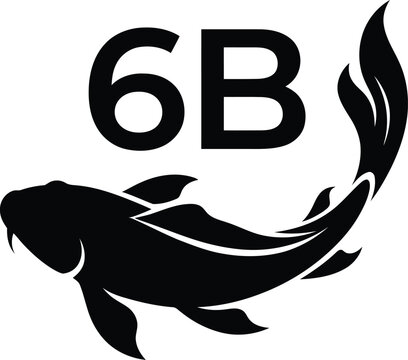 Black koi fish logo with 6b text