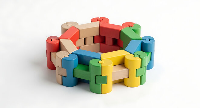 Colorful building blocks stacked in a pyramid