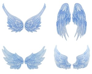 Obraz premium Angel Wings Watercolor Elements Set