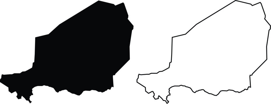 map of niger set bundle . black silhouette. flat. laser cut. circuit vinyl cut. commercial use. different style. outline and solid black
